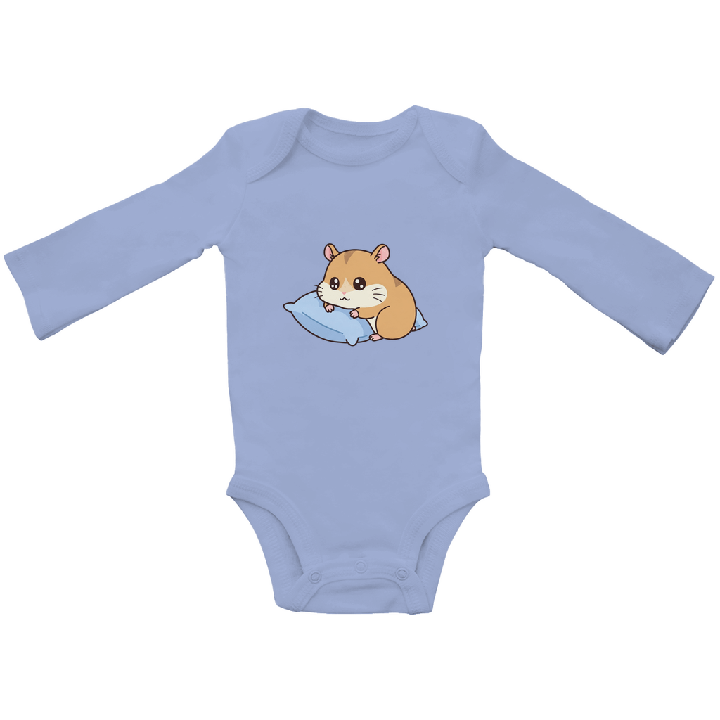 Baby Body Suite Langarm, Bio Baumwolle - Süßer Hamster, Kissen - KinderMode Shop super angenehm Online Kaufen Bestellen Deutschland