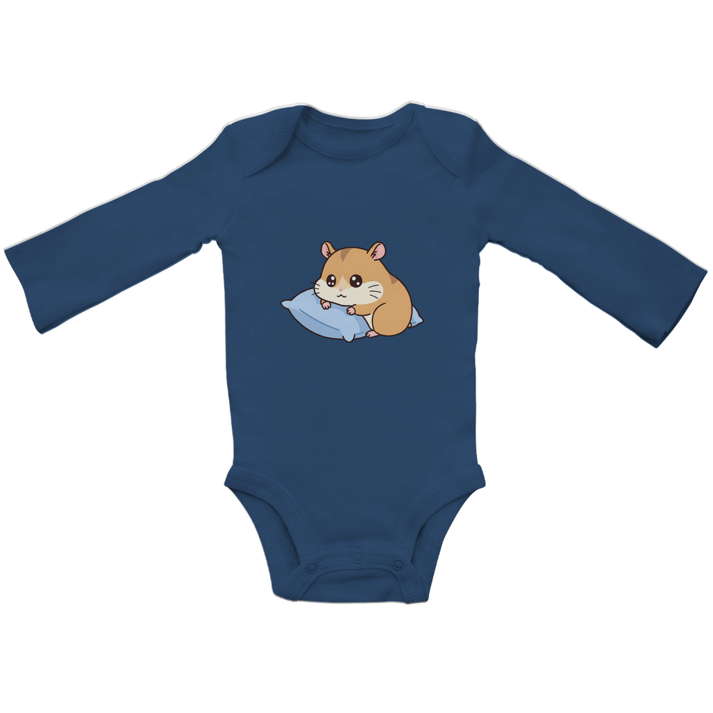 Baby Body Suite Langarm, Bio Baumwolle - Süßer Hamster, Kissen - KinderMode Shop super angenehm Online Kaufen Bestellen Deutschland