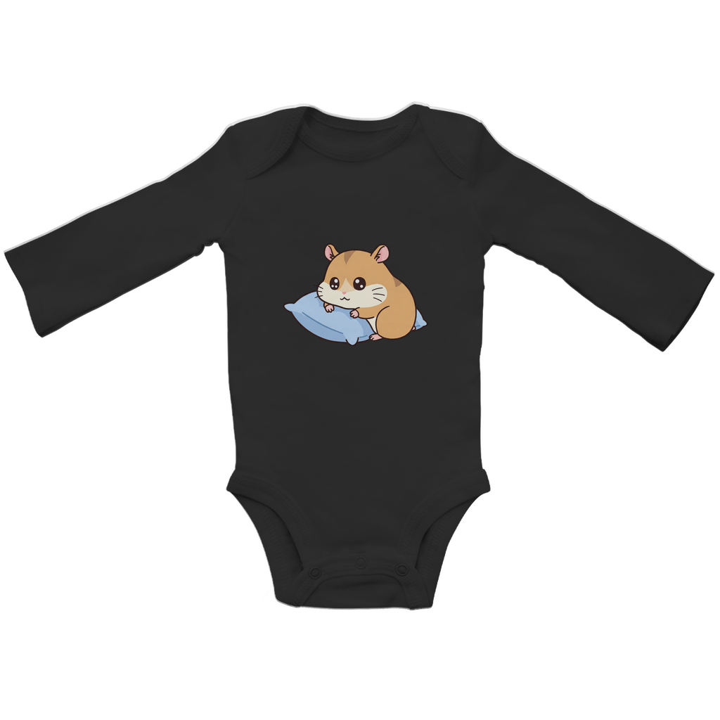 Baby Body Suite Langarm, Bio Baumwolle - Süßer Hamster, Kissen - KinderMode Shop super angenehm Online Kaufen Bestellen Deutschland