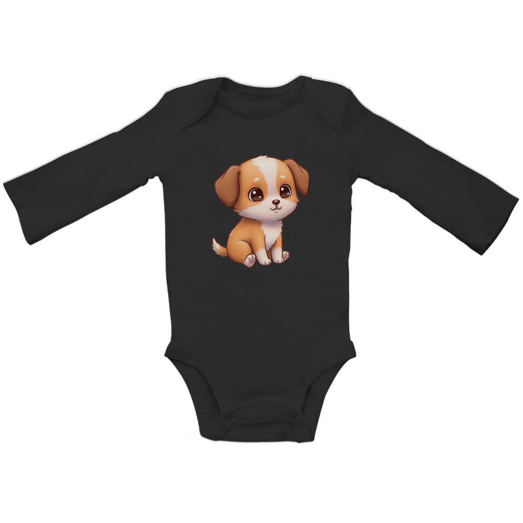 Baby Body Suite Langarm, Bio Baumwolle - Süßer Hund - KinderMode Shop super angenehm Online Kaufen Bestellen Deutschland