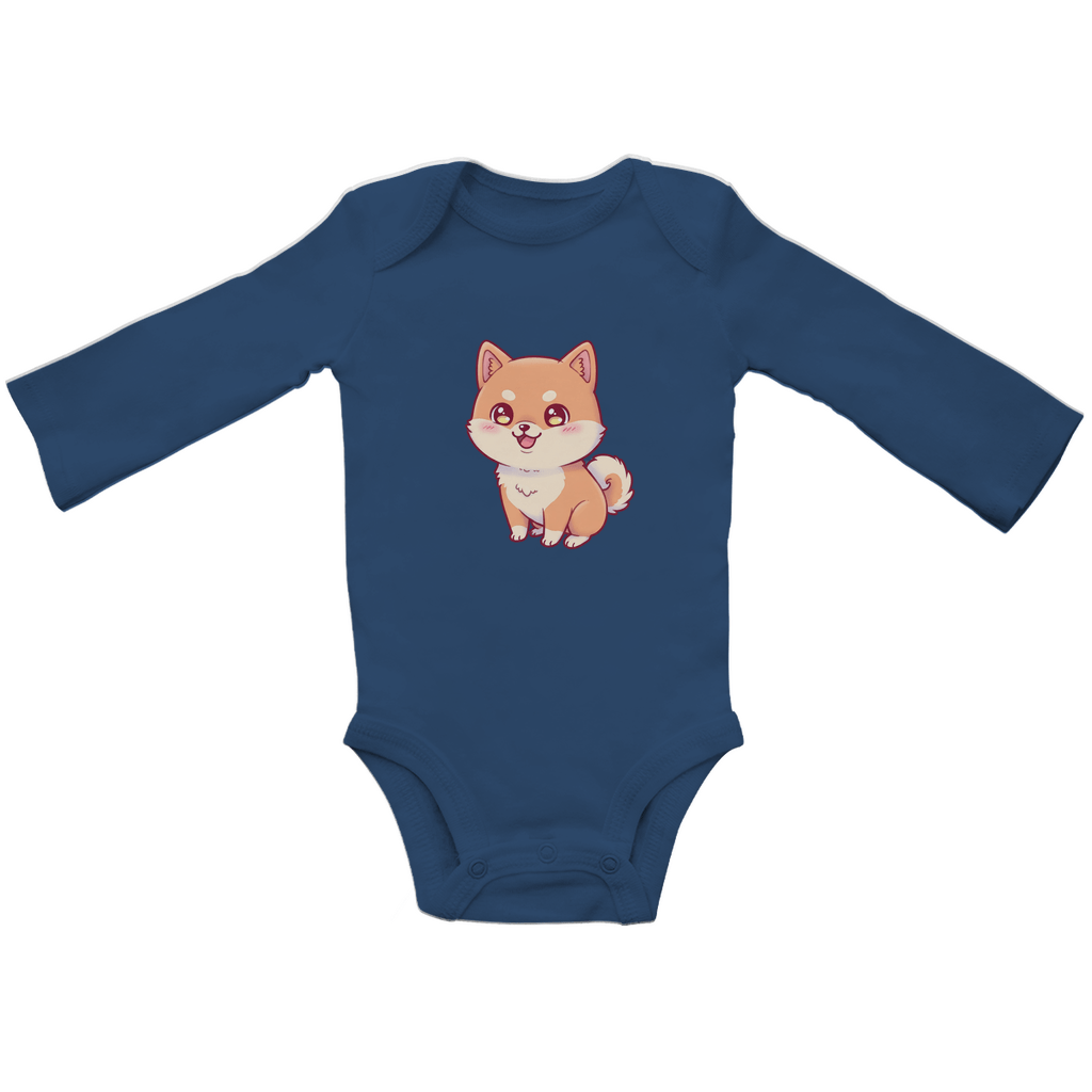 Baby Body Suite Langarm, Bio Baumwolle - Süßer Hund - KinderMode Shop super angenehm Online Kaufen Bestellen Deutschland