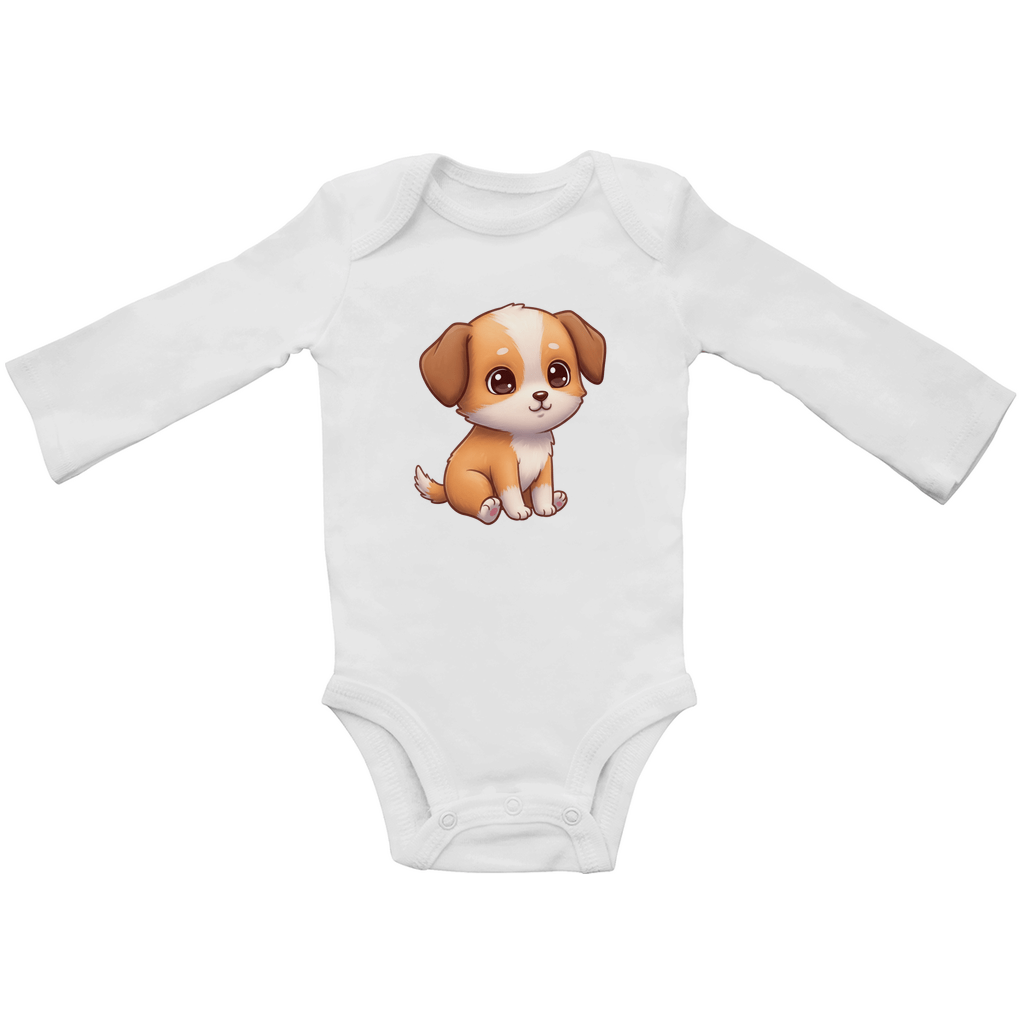 Baby Body Suite Langarm, Bio Baumwolle - Süßer Hund - KinderMode Shop super angenehm Online Kaufen Bestellen Deutschland