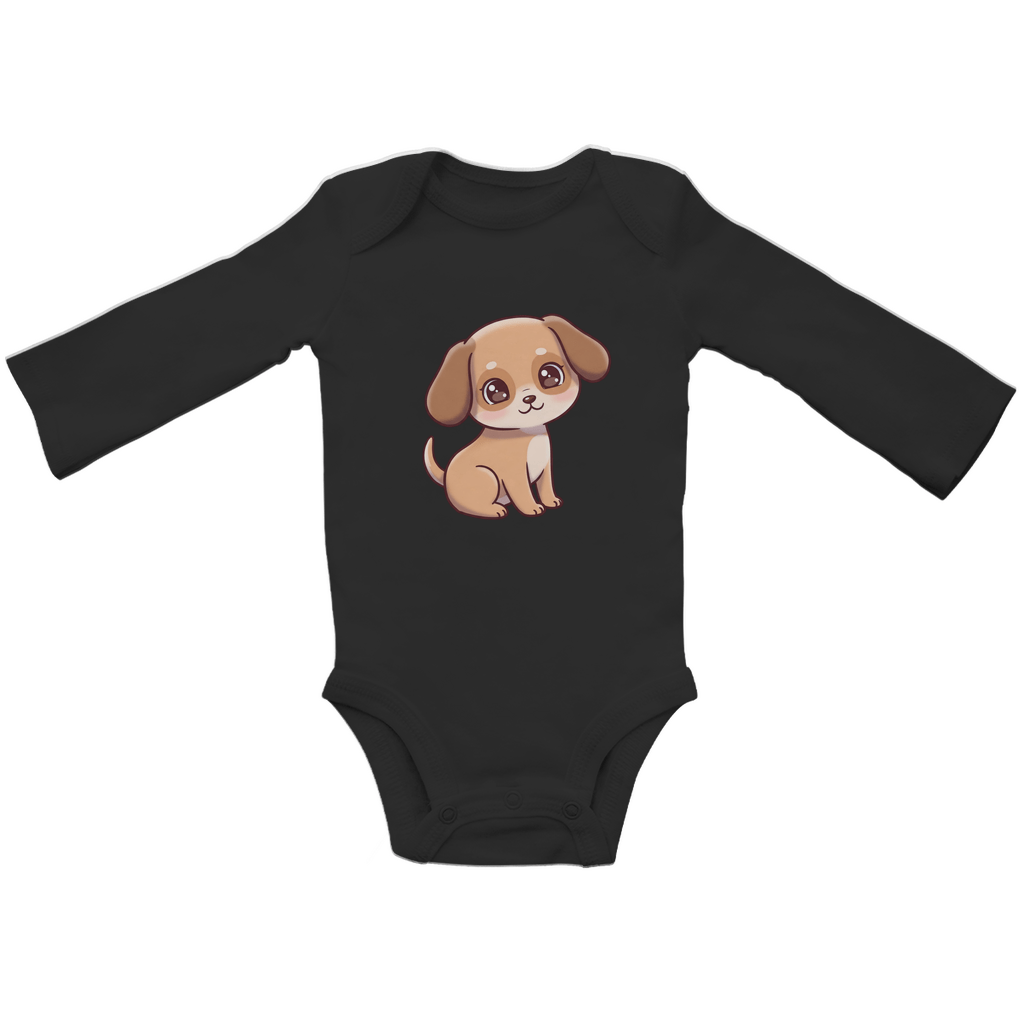 Baby Body Suite Langarm, Bio Baumwolle - Süßer Hund - KinderMode Shop super angenehm Online Kaufen Bestellen Deutschland