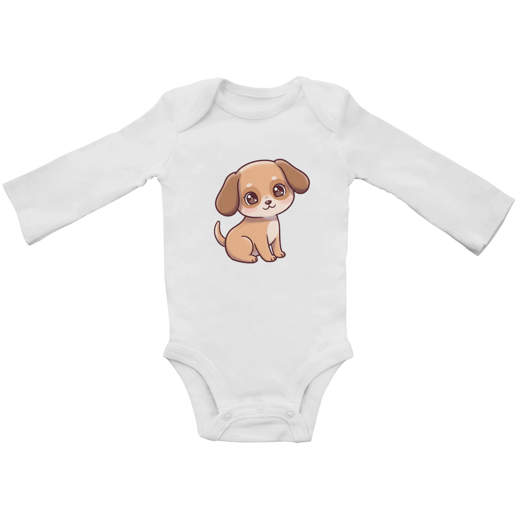 Baby Body Suite Langarm, Bio Baumwolle - Süßer Hund - KinderMode Shop super angenehm Online Kaufen Bestellen Deutschland