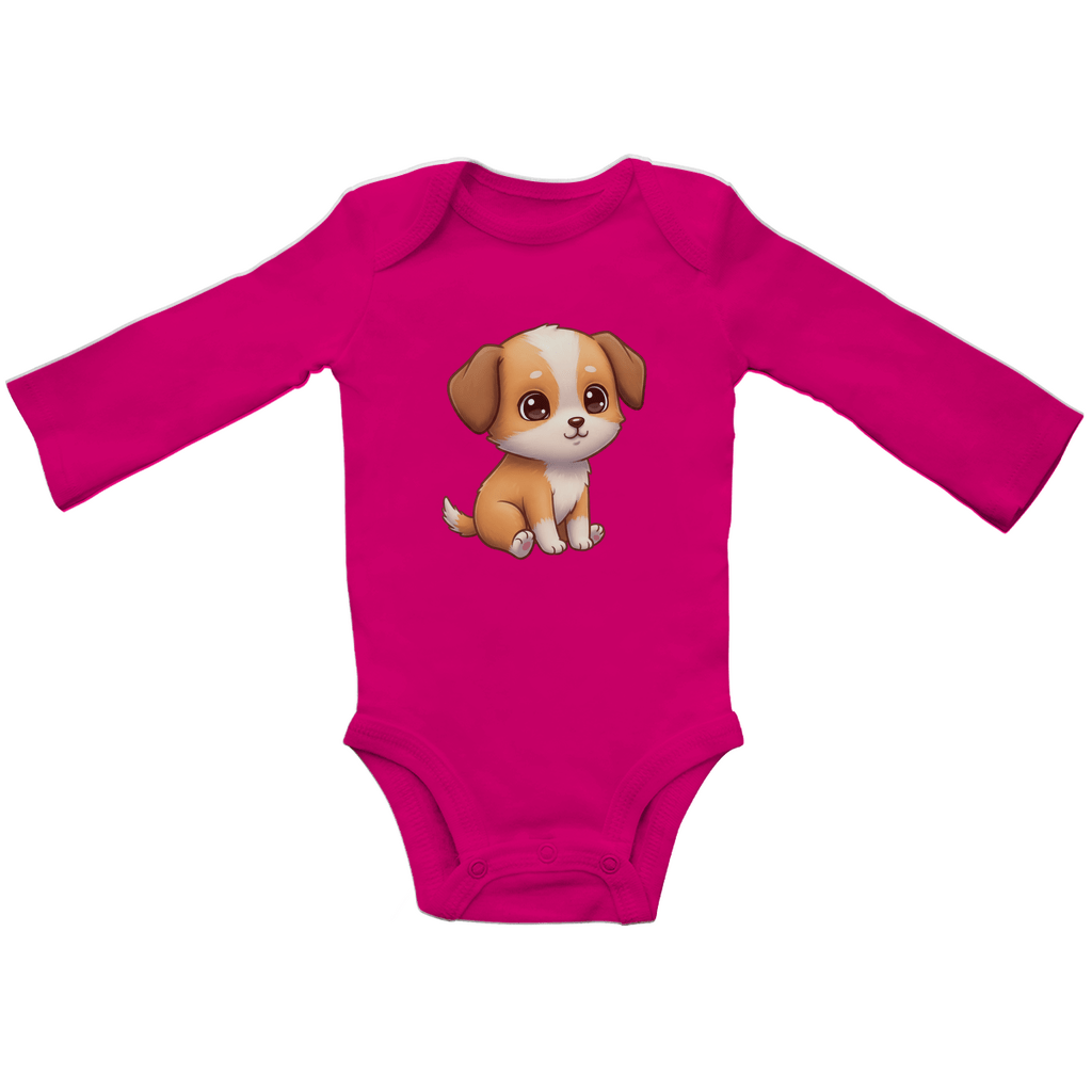 Baby Body Suite Langarm, Bio Baumwolle - Süßer Hund - KinderMode Shop super angenehm Online Kaufen Bestellen Deutschland