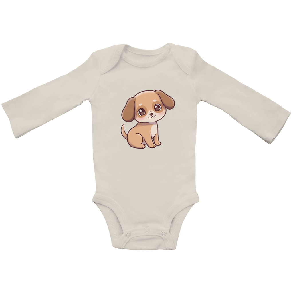 Baby Body Suite Langarm, Bio Baumwolle - Süßer Hund - KinderMode Shop super angenehm Online Kaufen Bestellen Deutschland