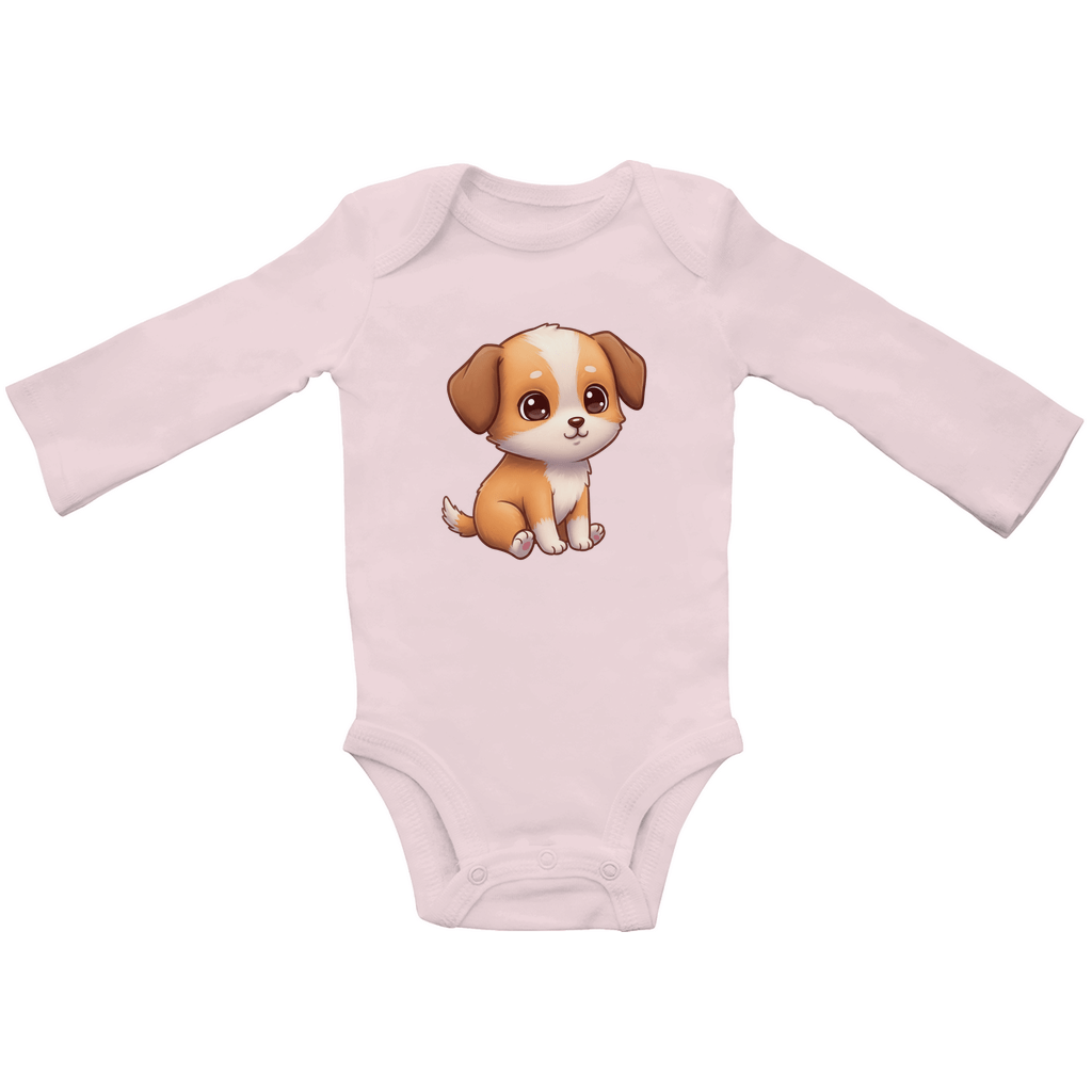 Baby Body Suite Langarm, Bio Baumwolle - Süßer Hund - KinderMode Shop super angenehm Online Kaufen Bestellen Deutschland