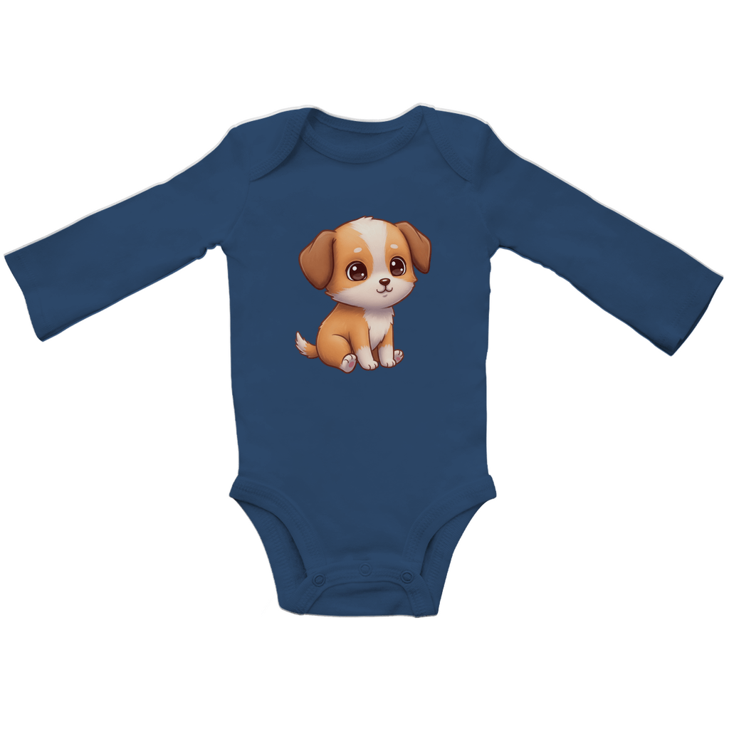 Baby Body Suite Langarm, Bio Baumwolle - Süßer Hund - KinderMode Shop super angenehm Online Kaufen Bestellen Deutschland
