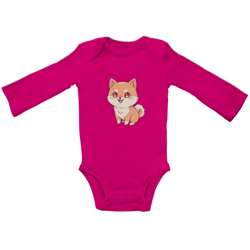 Baby Body Suite Langarm, Bio Baumwolle - Süßer Hund - KinderMode Shop super angenehm Online Kaufen Bestellen Deutschland