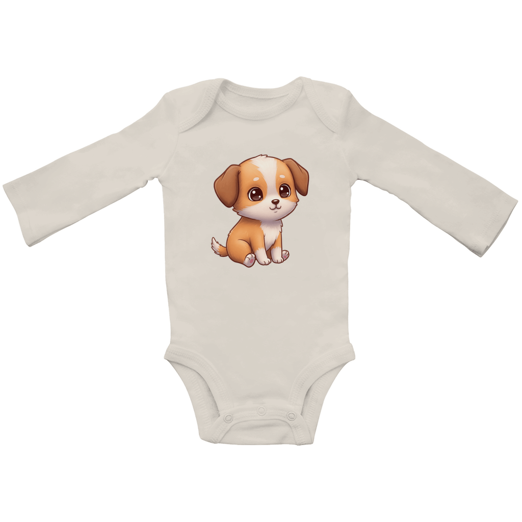 Baby Body Suite Langarm, Bio Baumwolle - Süßer Hund - KinderMode Shop super angenehm Online Kaufen Bestellen Deutschland