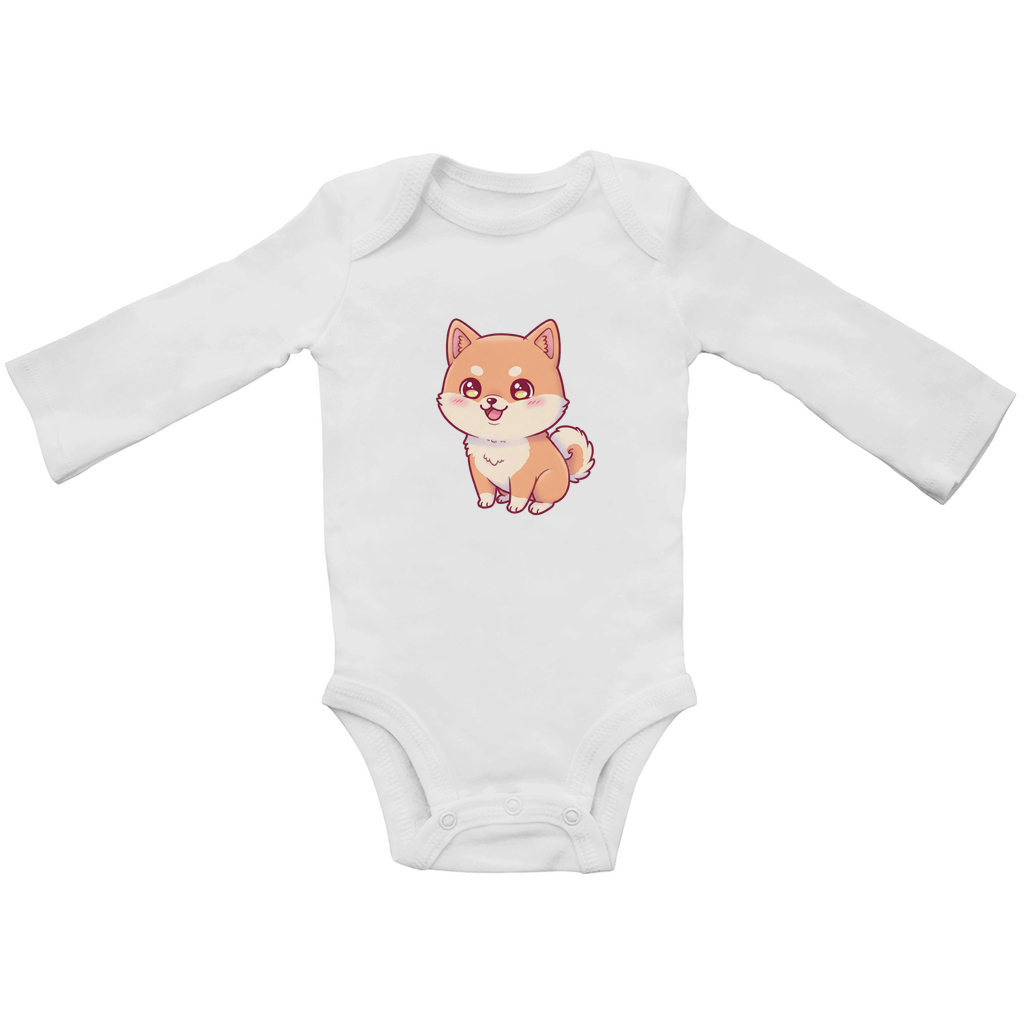 Baby Body Suite Langarm, Bio Baumwolle - Süßer Hund - KinderMode Shop super angenehm Online Kaufen Bestellen Deutschland