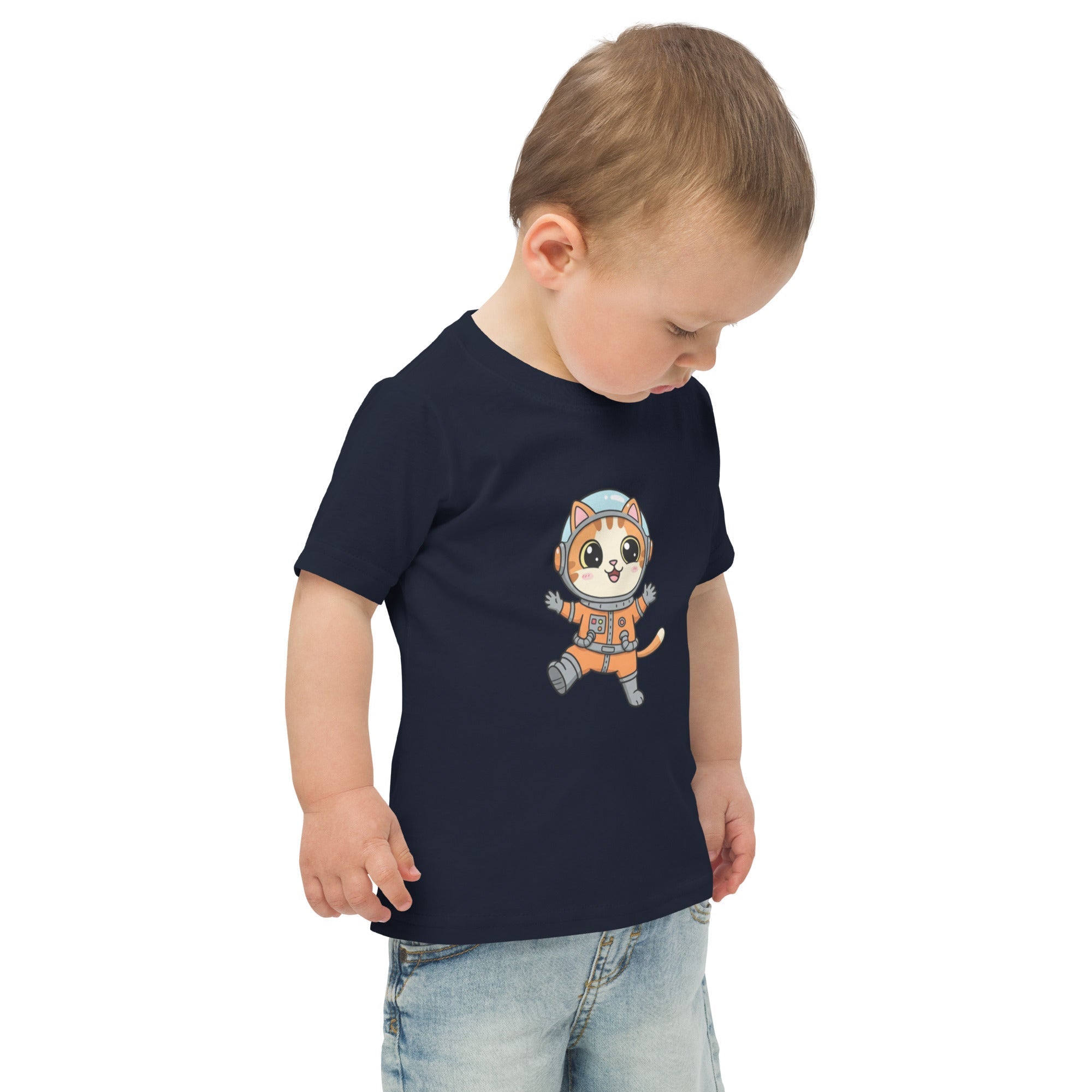 Jersey T-Shirt für Kleinkinder - Astronaut Katze - KinderMode Shop super angenehm Online Kaufen Bestellen Deutschland