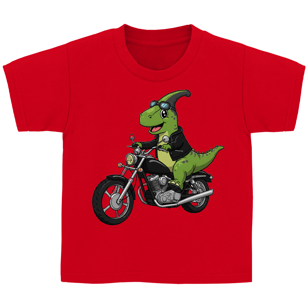 Kinder Basic Baumwolle T-Shirt - Dino Motorrad - KinderMode Shop super angenehm Online Kaufen Bestellen Deutschland