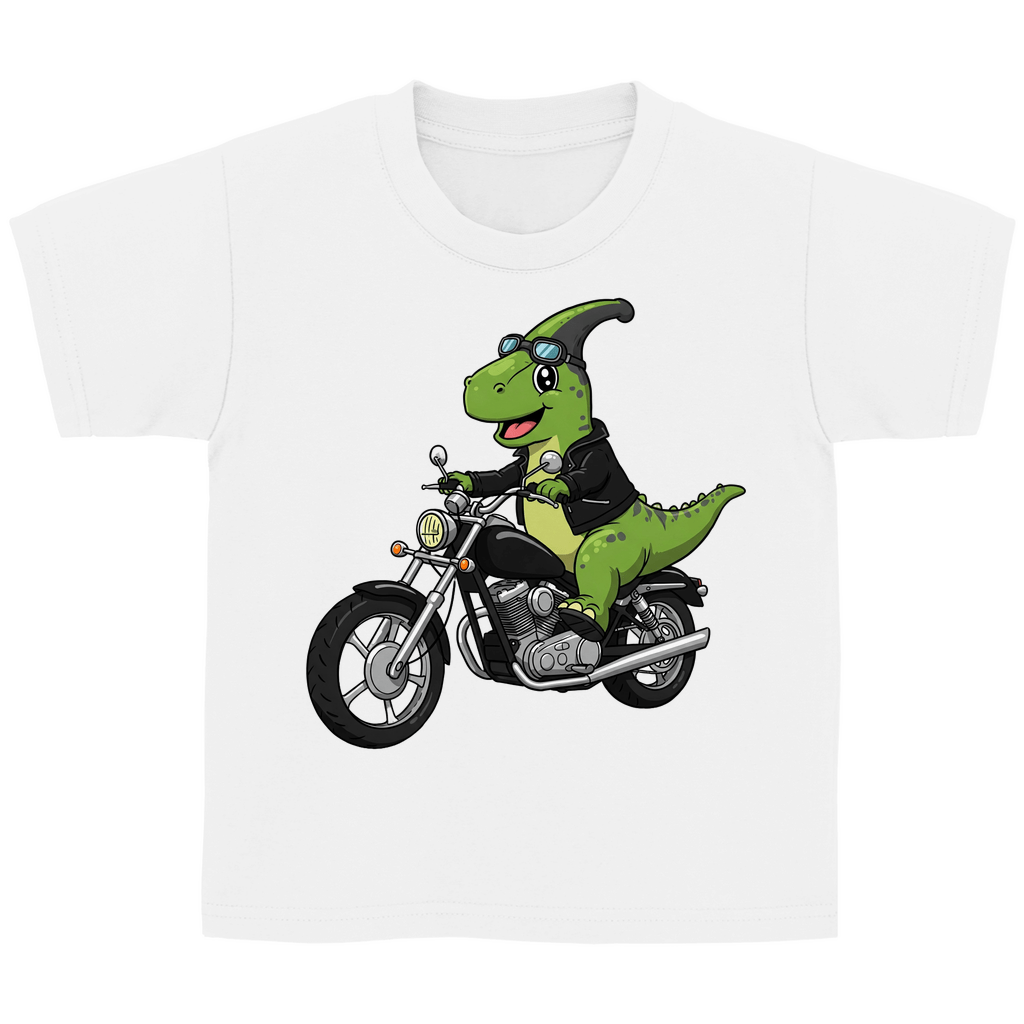 Kinder Basic Baumwolle T-Shirt - Dino Motorrad - KinderMode Shop super angenehm Online Kaufen Bestellen Deutschland