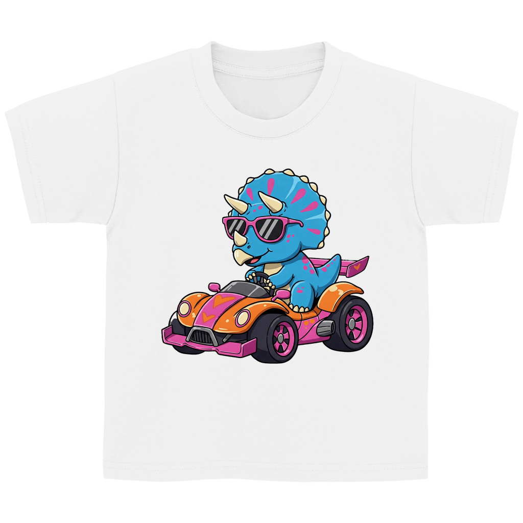 Kinder Basic T-Shirt Dinosaurier Rennwagen - KinderMode Shop super angenehm Online Kaufen Bestellen Deutschland
