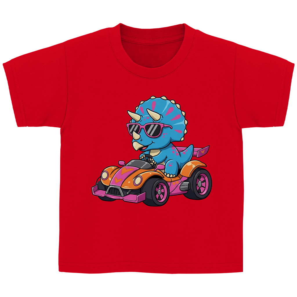Kinder Basic T-Shirt Dinosaurier Rennwagen - KinderMode Shop super angenehm Online Kaufen Bestellen Deutschland