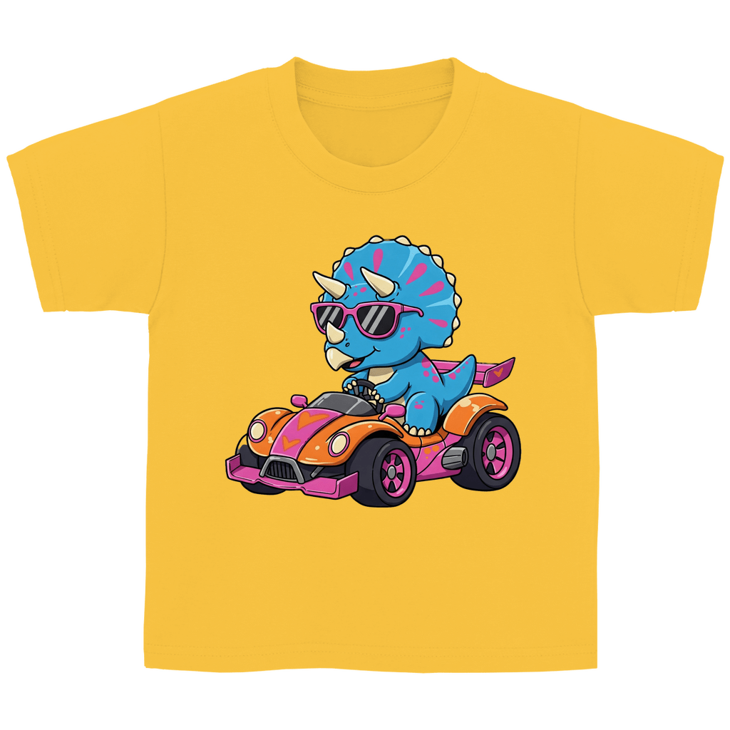 Kinder Basic T-Shirt Dinosaurier Rennwagen - KinderMode Shop super angenehm Online Kaufen Bestellen Deutschland