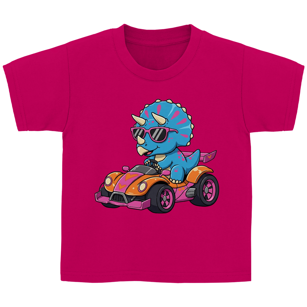 Kinder Basic T-Shirt Dinosaurier Rennwagen - KinderMode Shop super angenehm Online Kaufen Bestellen Deutschland