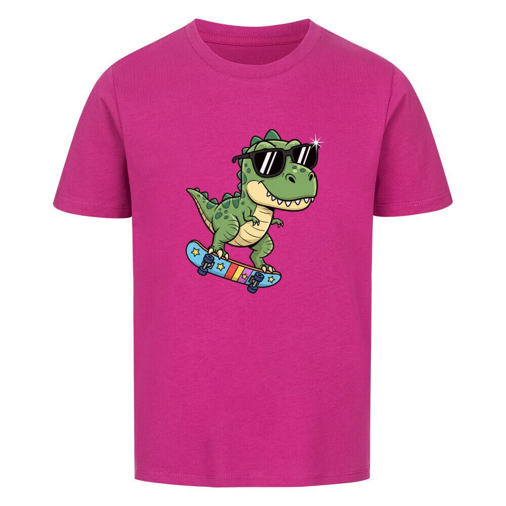 Kinder Bio Baumwolle T-Shirt - Dino auf Skateboard - KinderMode Shop super angenehm Online Kaufen Bestellen Deutschland