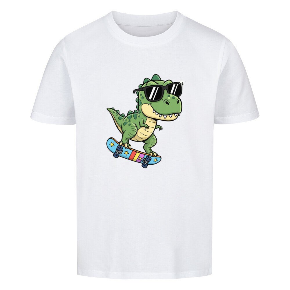 Kinder Bio Baumwolle T-Shirt - Dino auf Skateboard - KinderMode Shop super angenehm Online Kaufen Bestellen Deutschland