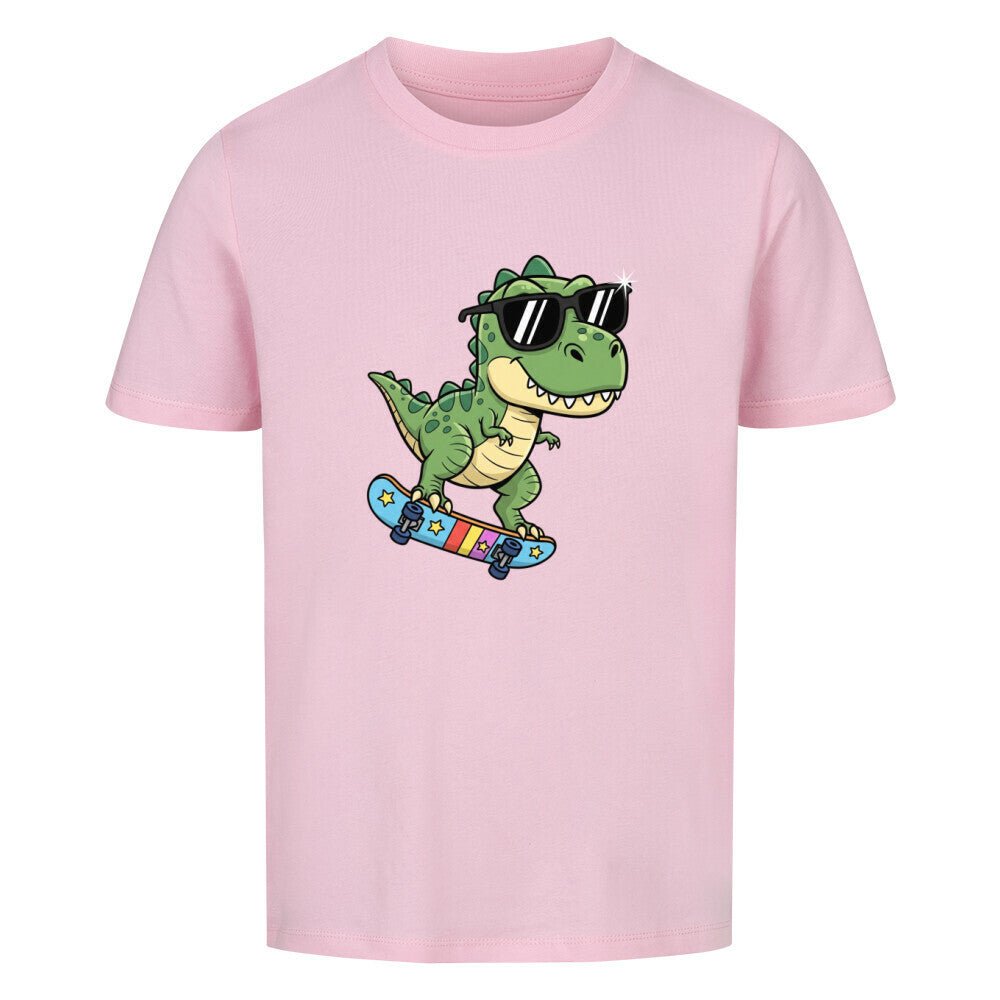 Kinder Bio Baumwolle T-Shirt - Dino auf Skateboard - KinderMode Shop super angenehm Online Kaufen Bestellen Deutschland