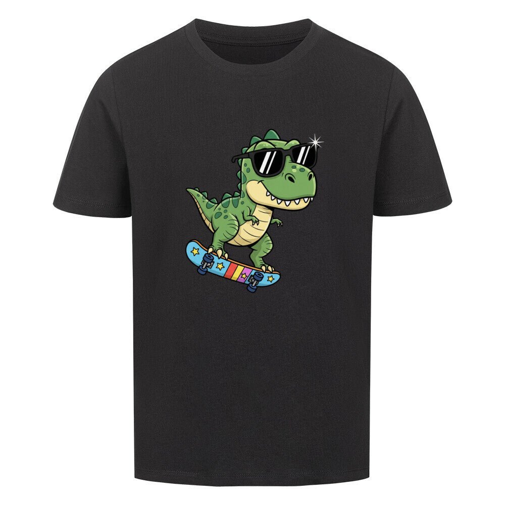 Kinder Bio Baumwolle T-Shirt - Dino auf Skateboard - KinderMode Shop super angenehm Online Kaufen Bestellen Deutschland