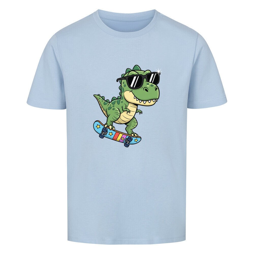 Kinder Bio Baumwolle T-Shirt - Dino auf Skateboard - KinderMode Shop super angenehm Online Kaufen Bestellen Deutschland