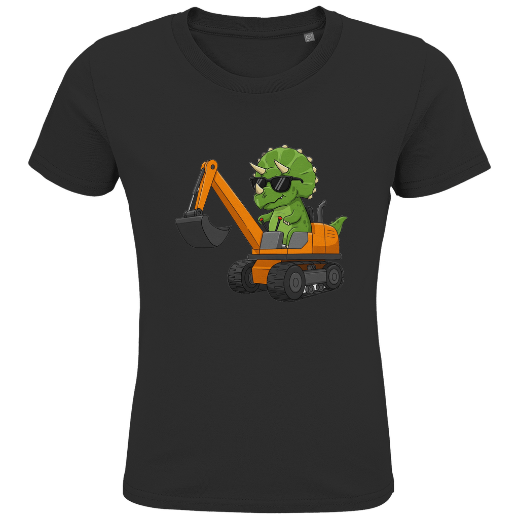 Kinder Bio Baumwolle T-Shirt - Dinosaurier Bagger - KinderMode Shop super angenehm Online Kaufen Bestellen Deutschland