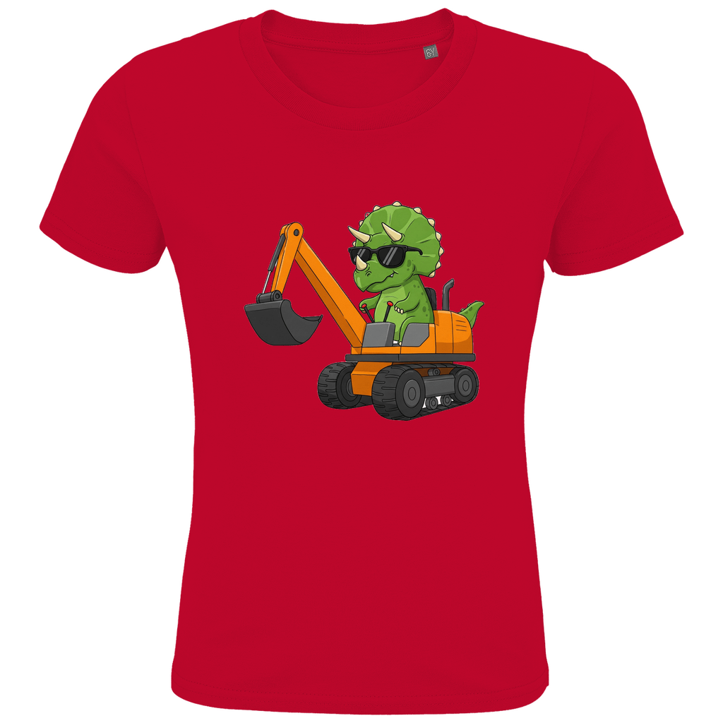 Kinder Bio Baumwolle T-Shirt - Dinosaurier Bagger - KinderMode Shop super angenehm Online Kaufen Bestellen Deutschland