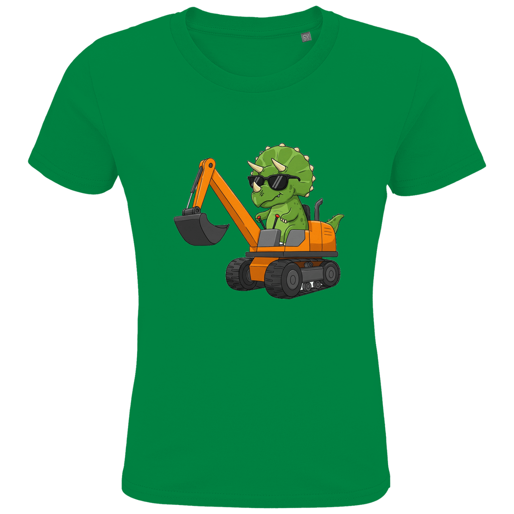 Kinder Bio Baumwolle T-Shirt - Dinosaurier Bagger - KinderMode Shop super angenehm Online Kaufen Bestellen Deutschland