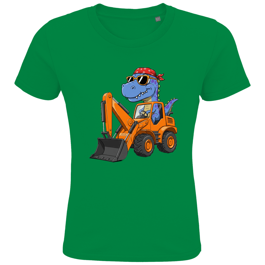 Kinder Bio Baumwolle T-Shirt - Dinosaurier Bagger - KinderMode Shop super angenehm Online Kaufen Bestellen Deutschland