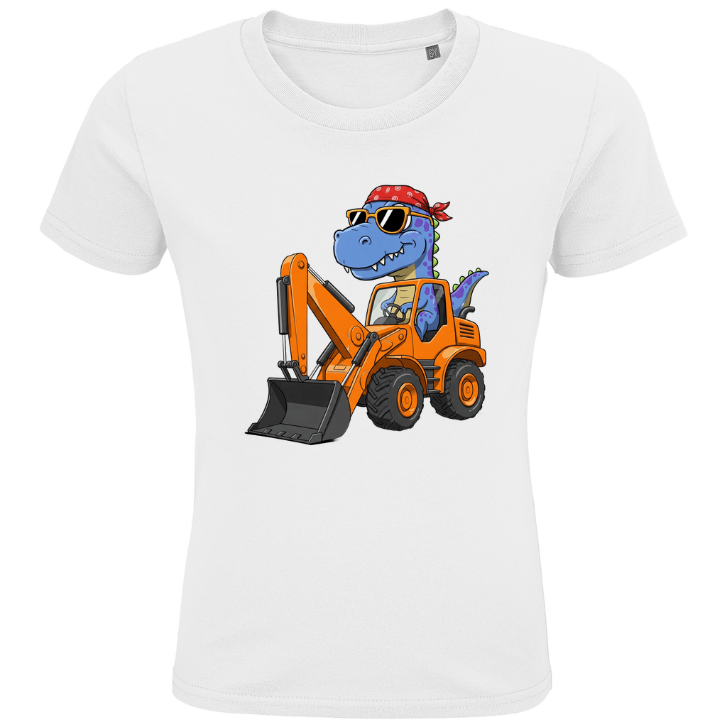 Kinder Bio Baumwolle T-Shirt - Dinosaurier Bagger - KinderMode Shop super angenehm Online Kaufen Bestellen Deutschland