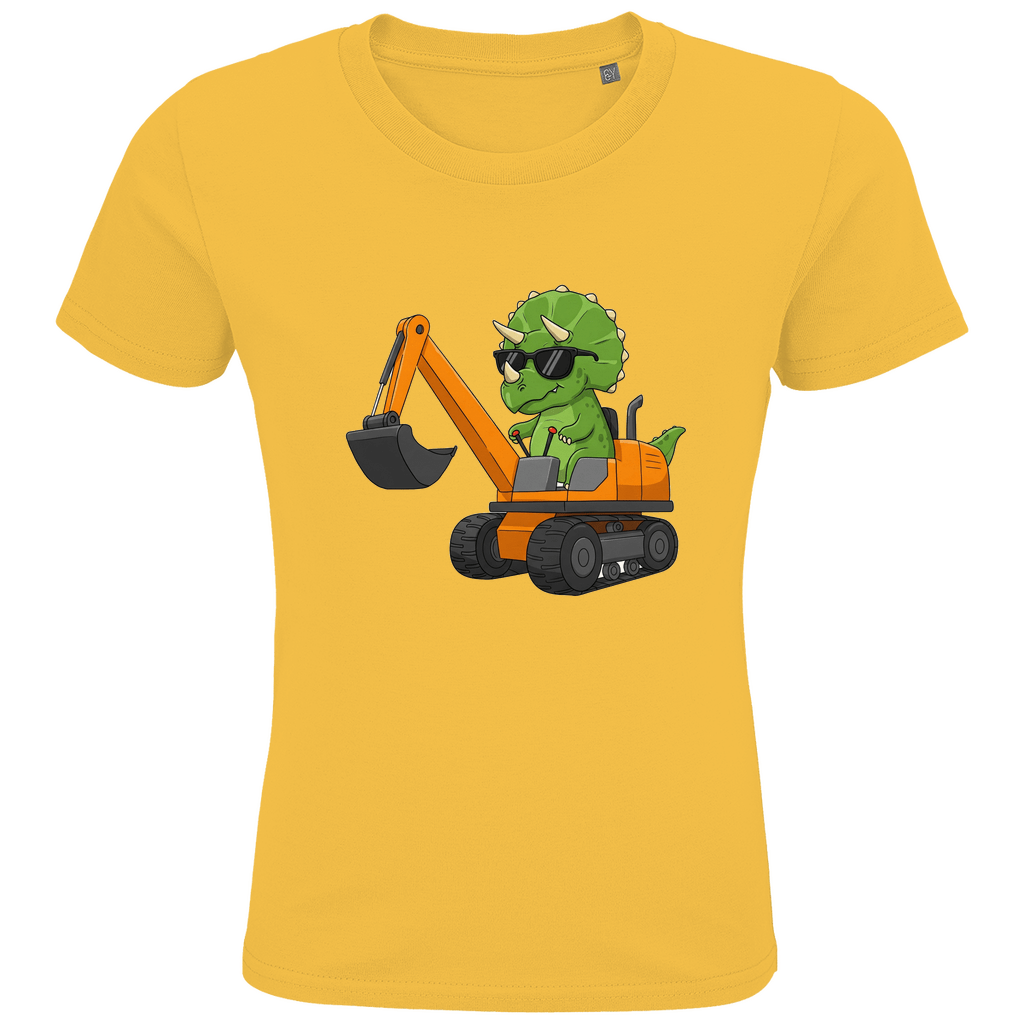 Kinder Bio Baumwolle T-Shirt - Dinosaurier Bagger - KinderMode Shop super angenehm Online Kaufen Bestellen Deutschland