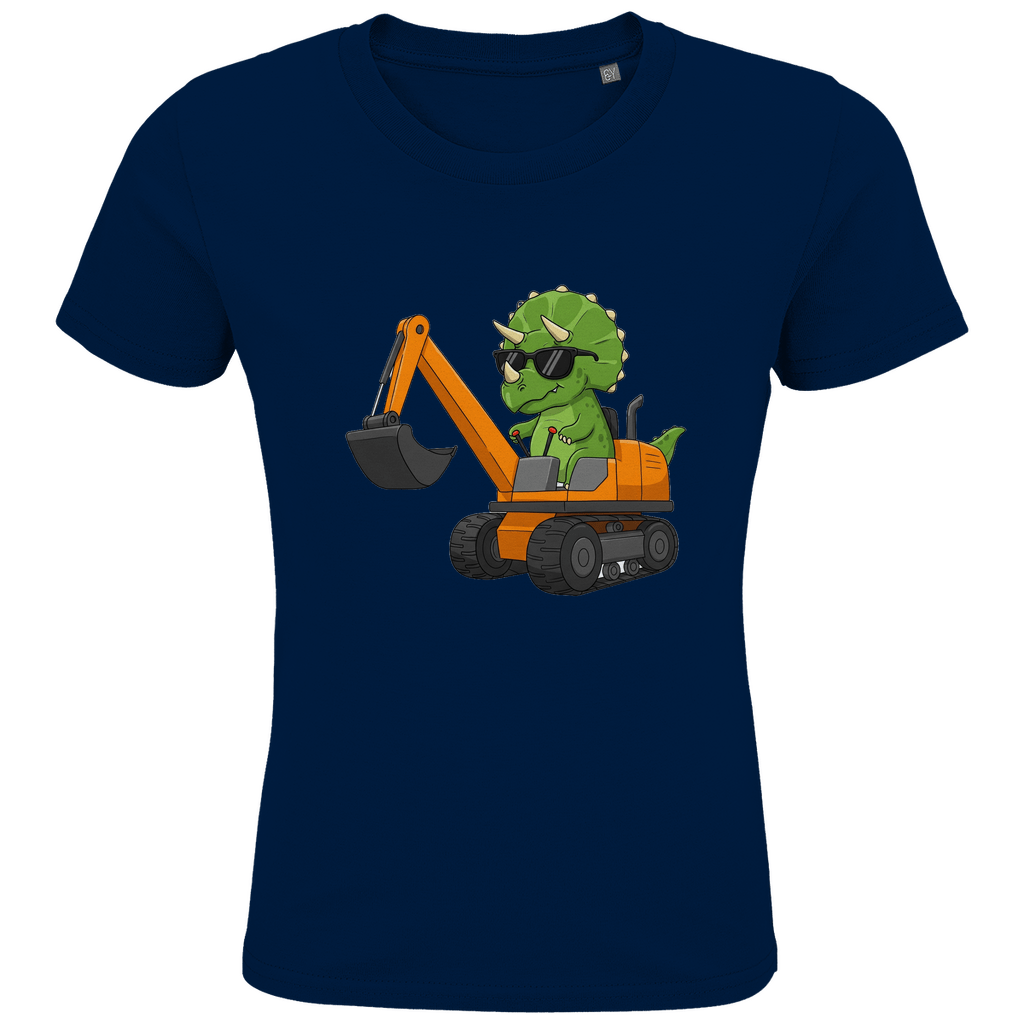 Kinder Bio Baumwolle T-Shirt - Dinosaurier Bagger - KinderMode Shop super angenehm Online Kaufen Bestellen Deutschland