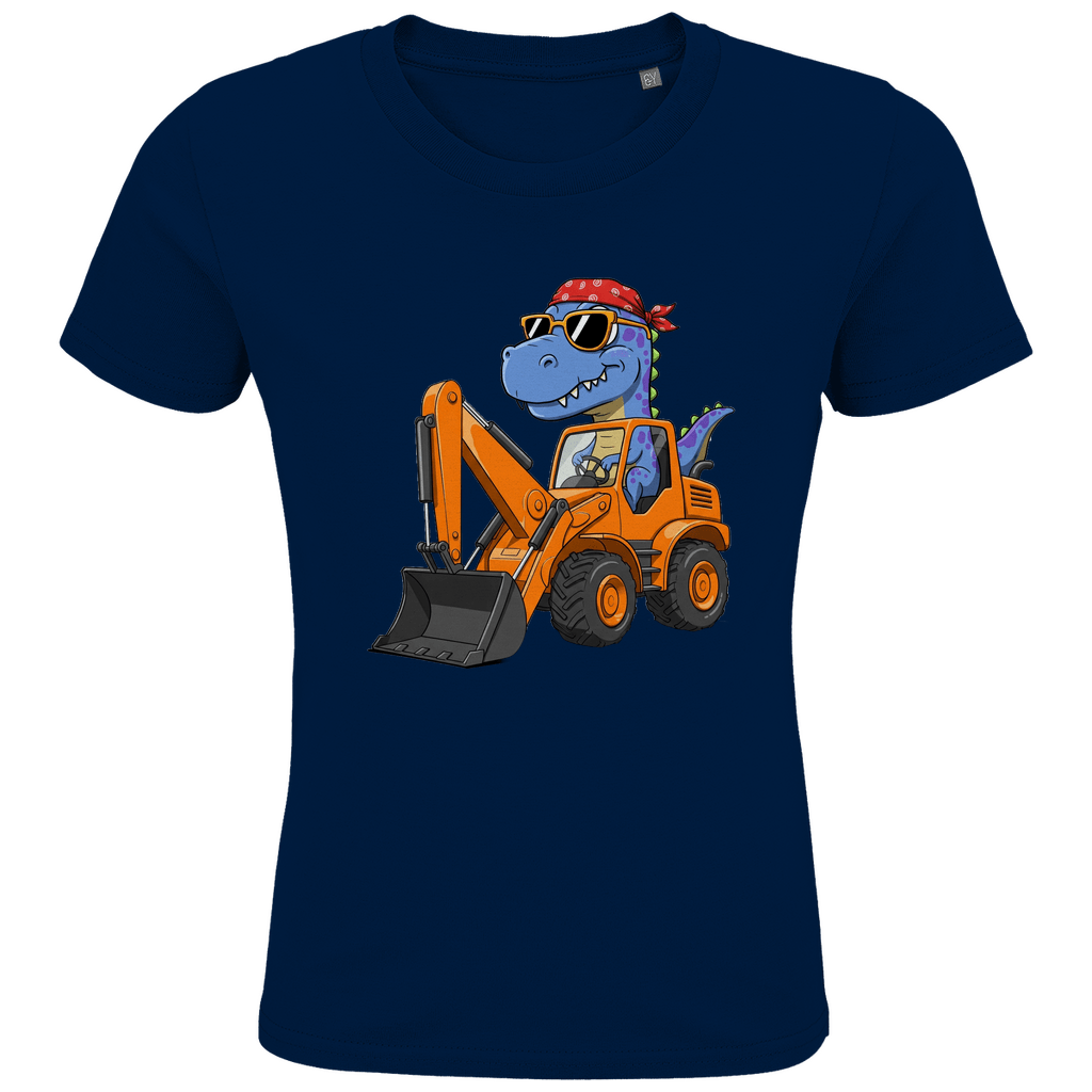 Kinder Bio Baumwolle T-Shirt - Dinosaurier Bagger - KinderMode Shop super angenehm Online Kaufen Bestellen Deutschland
