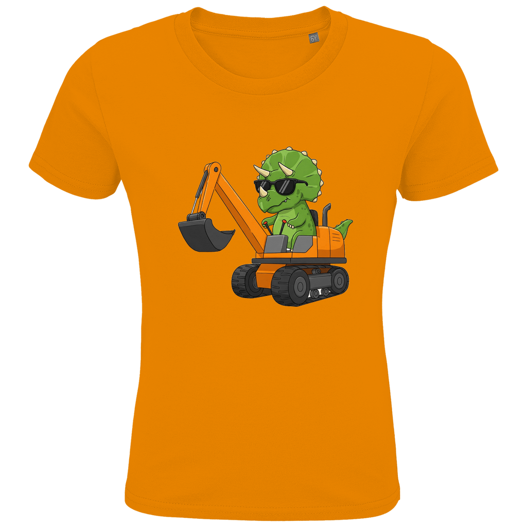 Kinder Bio Baumwolle T-Shirt - Dinosaurier Bagger - KinderMode Shop super angenehm Online Kaufen Bestellen Deutschland