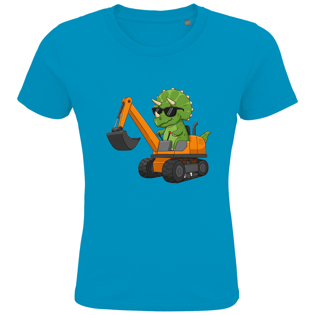 Kinder Bio Baumwolle T-Shirt - Dinosaurier Bagger - KinderMode Shop super angenehm Online Kaufen Bestellen Deutschland