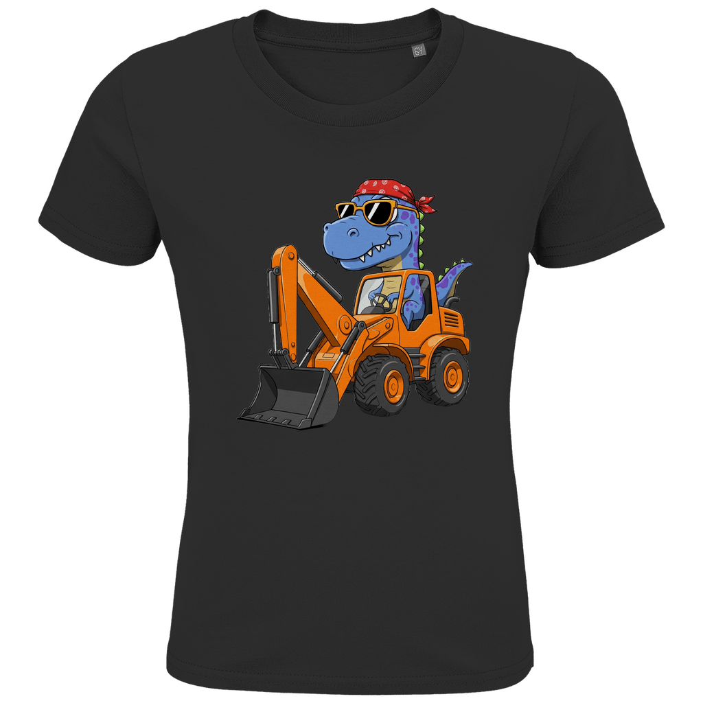 Kinder Bio Baumwolle T-Shirt - Dinosaurier Bagger - KinderMode Shop super angenehm Online Kaufen Bestellen Deutschland