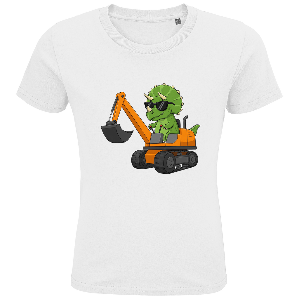 Kinder Bio Baumwolle T-Shirt - Dinosaurier Bagger - KinderMode Shop super angenehm Online Kaufen Bestellen Deutschland