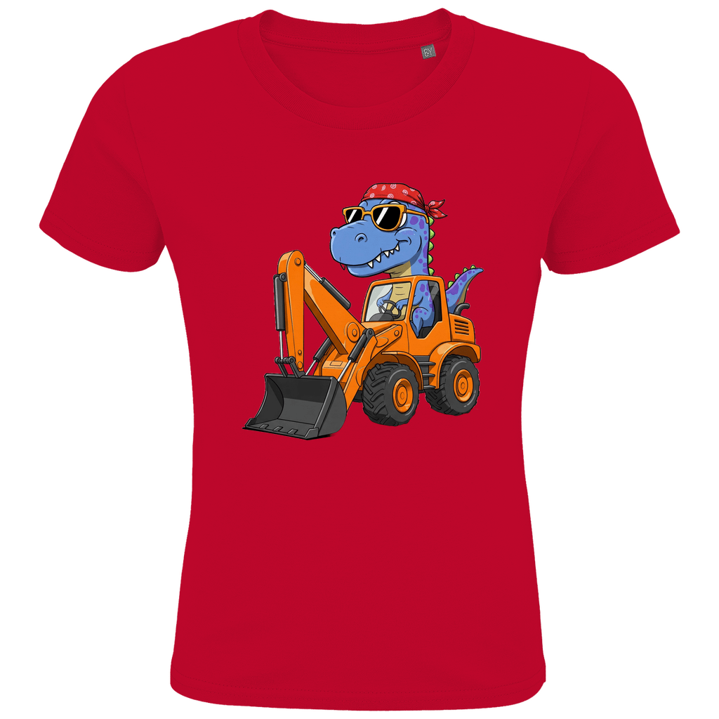 Kinder Bio Baumwolle T-Shirt - Dinosaurier Bagger - KinderMode Shop super angenehm Online Kaufen Bestellen Deutschland