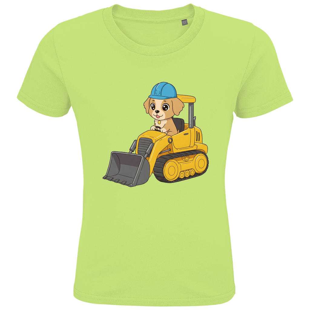 Kinder Bio Baumwolle T-Shirt - Süßer Hund Bagger - KinderMode Shop super angenehm Online Kaufen Bestellen Deutschland