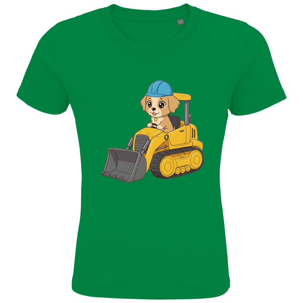 Kinder Bio Baumwolle T-Shirt - Süßer Hund Bagger - KinderMode Shop super angenehm Online Kaufen Bestellen Deutschland