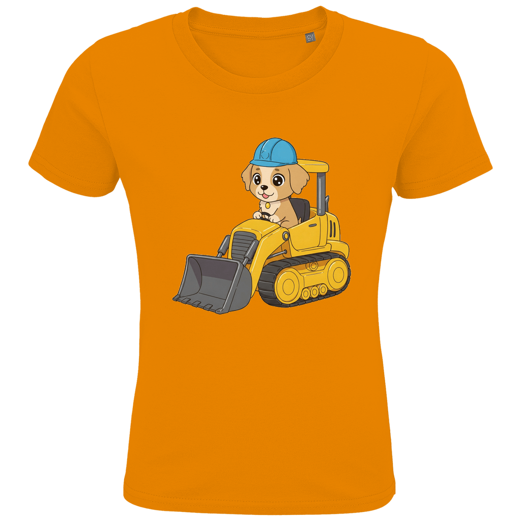 Kinder Bio Baumwolle T-Shirt - Süßer Hund Bagger - KinderMode Shop super angenehm Online Kaufen Bestellen Deutschland