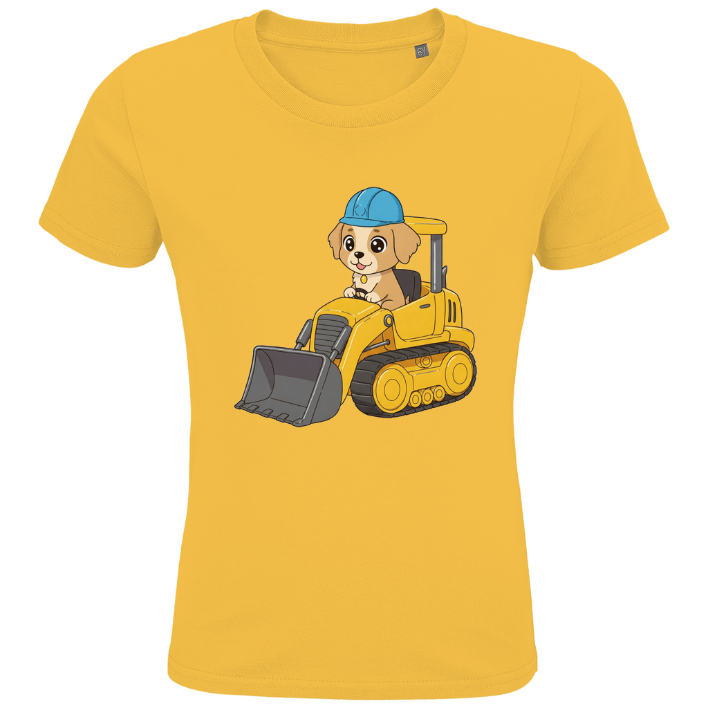 Kinder Bio Baumwolle T-Shirt - Süßer Hund Bagger - KinderMode Shop super angenehm Online Kaufen Bestellen Deutschland