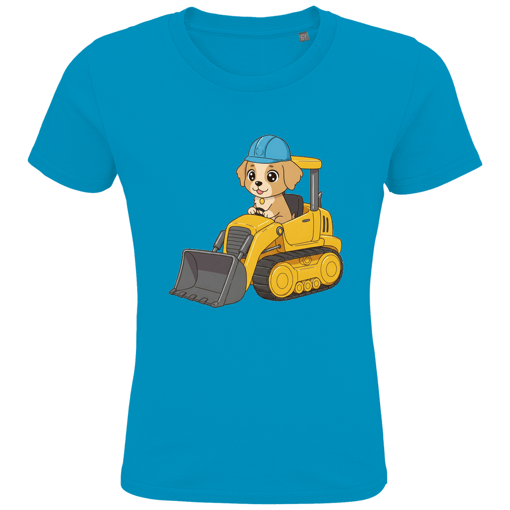 Kinder Bio Baumwolle T-Shirt - Süßer Hund Bagger - KinderMode Shop super angenehm Online Kaufen Bestellen Deutschland