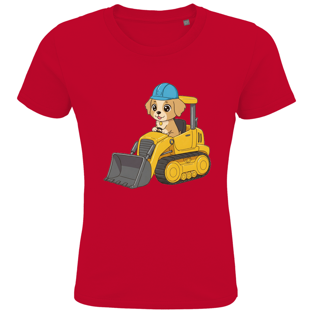 Kinder Bio Baumwolle T-Shirt - Süßer Hund Bagger - KinderMode Shop super angenehm Online Kaufen Bestellen Deutschland