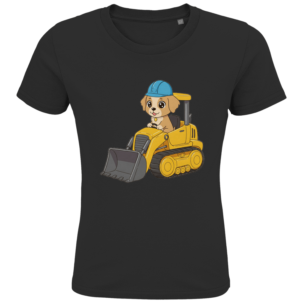 Kinder Bio Baumwolle T-Shirt - Süßer Hund Bagger - KinderMode Shop super angenehm Online Kaufen Bestellen Deutschland