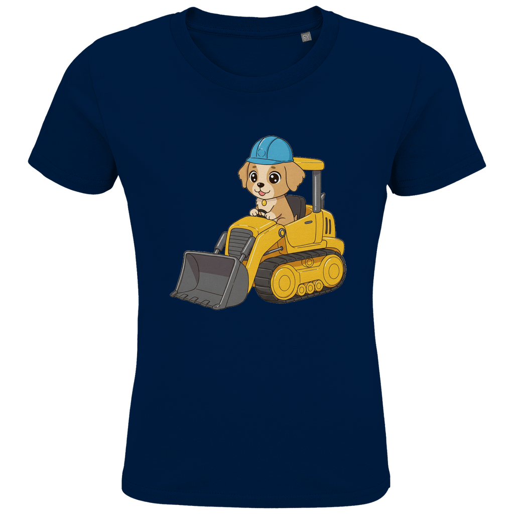 Kinder Bio Baumwolle T-Shirt - Süßer Hund Bagger - KinderMode Shop super angenehm Online Kaufen Bestellen Deutschland