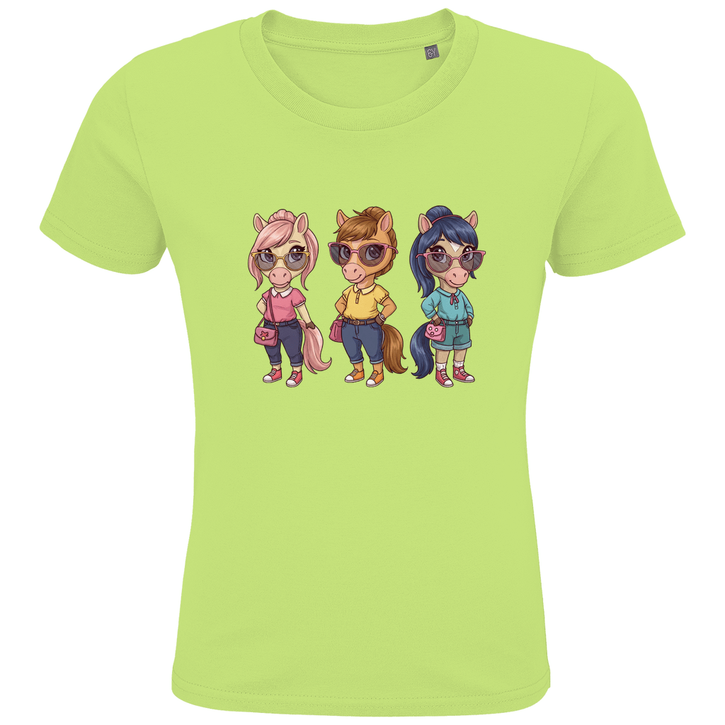 Kinder Bio T-Shirt - Drei Süße Pferde - KinderMode Shop super angenehm Online Kaufen Bestellen Deutschland