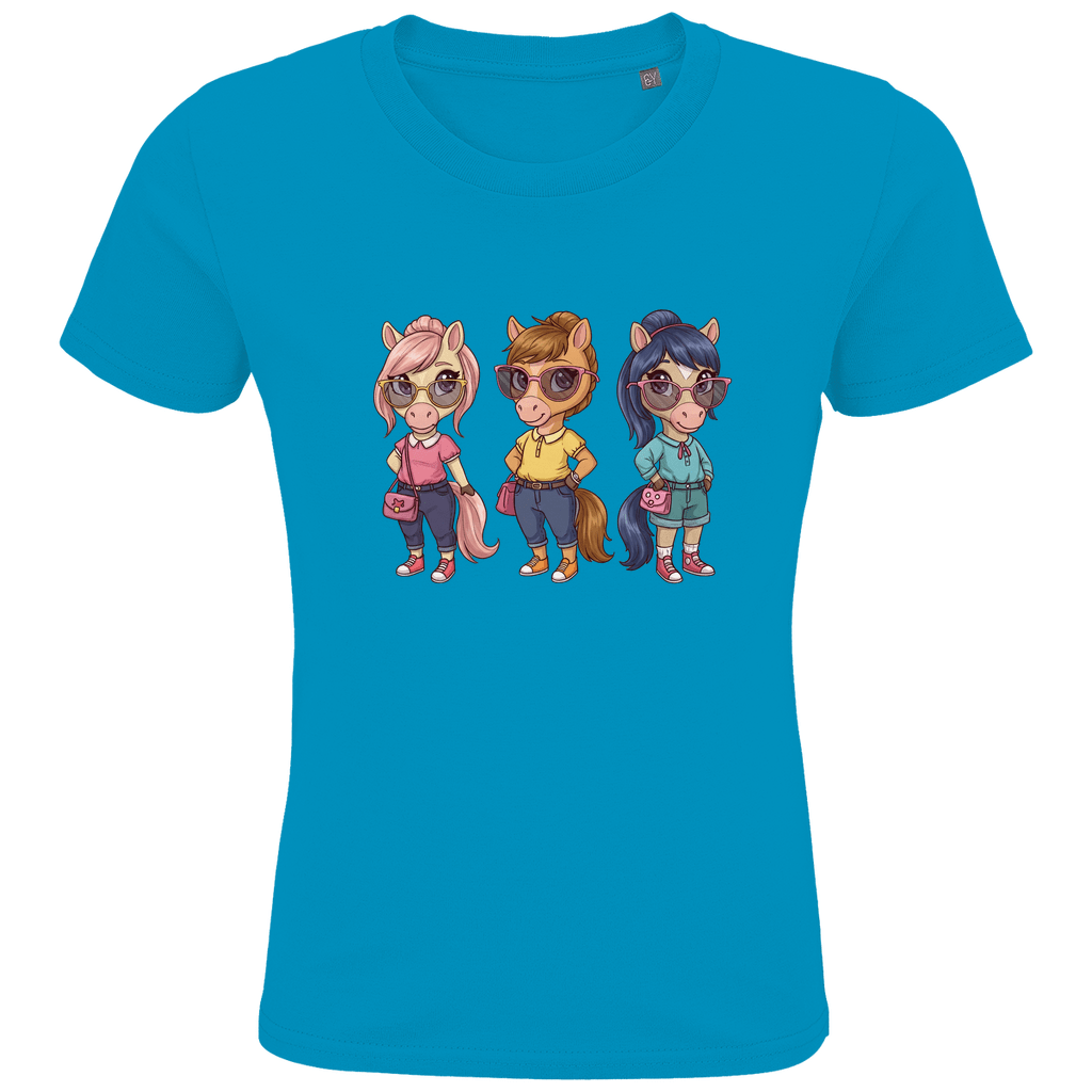 Kinder Bio T-Shirt - Drei Süße Pferde - KinderMode Shop super angenehm Online Kaufen Bestellen Deutschland